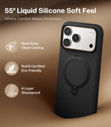 Torras iPhone 17 Pro Deksel Ostand Q3 Silicone Obsidian Black