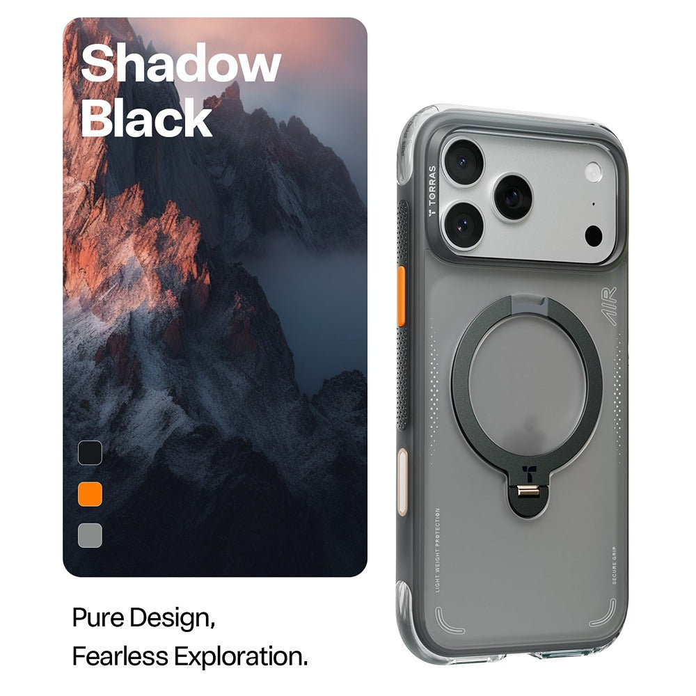 Torras iPhone 17 Pro Deksel Ostand Q3 Air Shadow Black