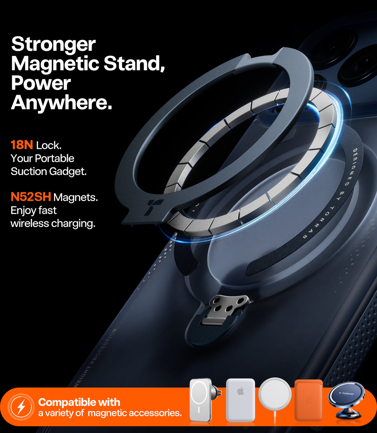 Torras iPhone 17 Pro Max Deksel Ostand Q3 Air Deep Blue