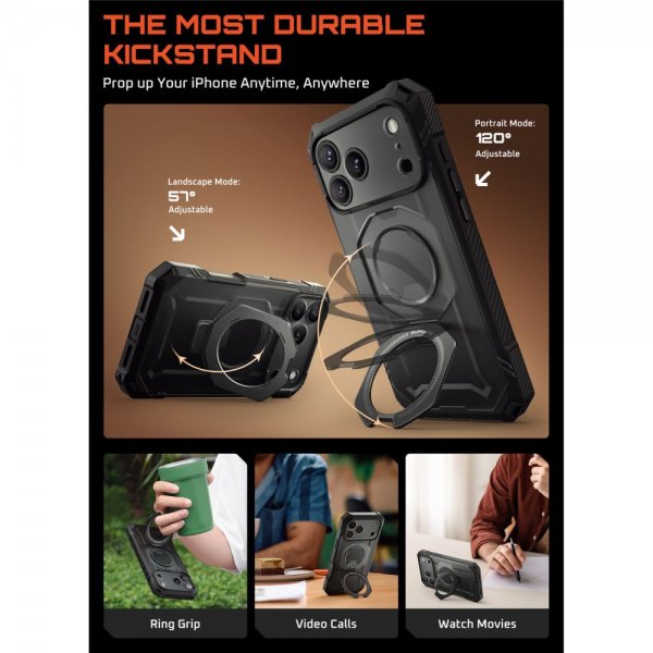 Supcase iPhone 17 Pro Deksel UB Grip Pro MagSafe Svart