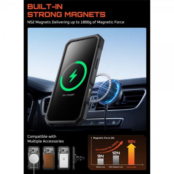 Supcase iPhone 17 Pro Deksel UB Grip Pro MagSafe Svart