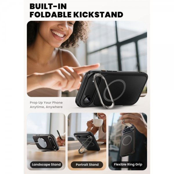 Supcase iPhone Air Deksel Ares Flip MagSafe Svart