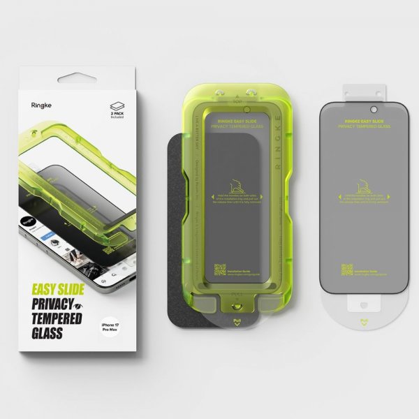 Ringke iPhone 17 Pro Max Skjermbeskytter Easy Slide Privacy 2-pakning