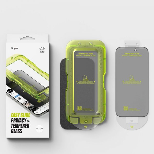 Ringke iPhone 17 Skjermbeskytter Easy Slide Privacy 2-pakning