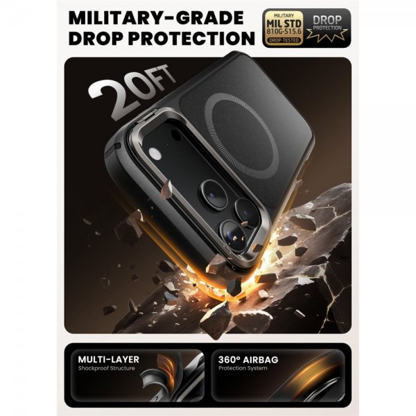 Supcase iPhone 17 Pro Deksel Ares Flip MagSafe Svart