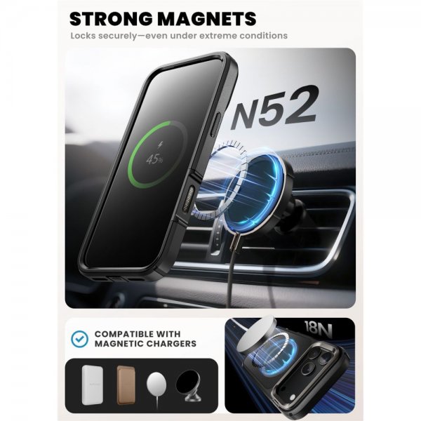 Supcase iPhone 17 Pro Deksel Ares Flip MagSafe Svart