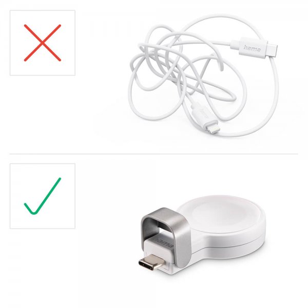 Hama Apple Watch Lader med USB-C kontakt Hvit