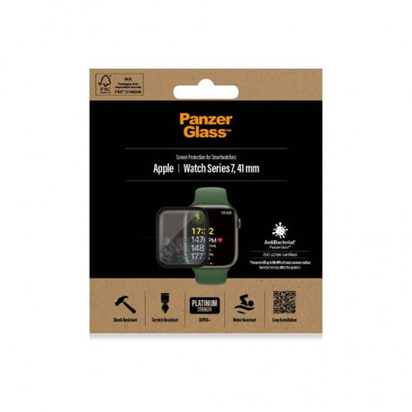 PanzerGlass Apple Watch 41mm (Series 7/8/9) Skjermbeskytter Antibacterial Svart