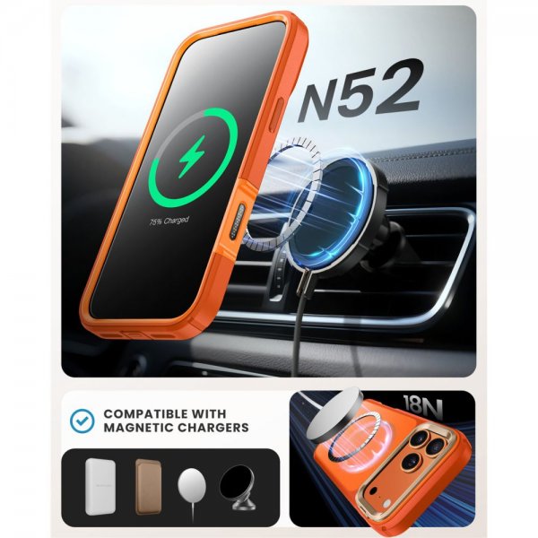 Supcase iPhone 17 Pro Max Deksel Ares Flip MagSafe Oransje
