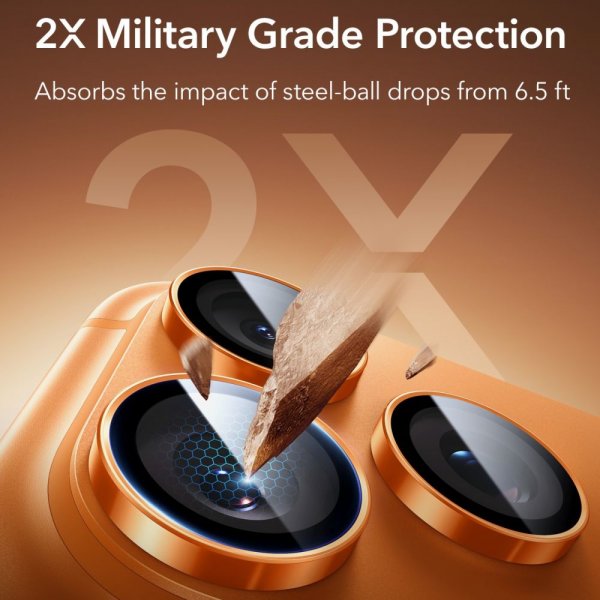 ESR iPhone 14/15/16/17 Pro & Pro Max Kamerabeskytter Armorite Oransje
