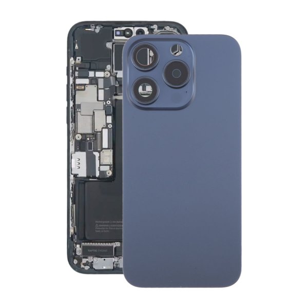 iPhone 15 Pro baksideglass med magnet og kameralinse - blå titan
