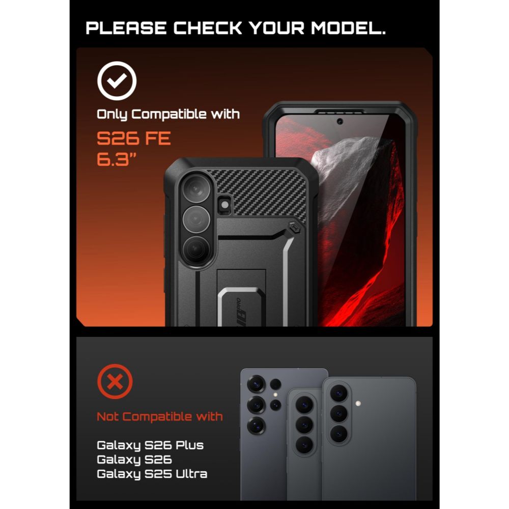 Supcase Samsung Galaxy S26 FE Deksel Unicorn Beetle Pro Svart