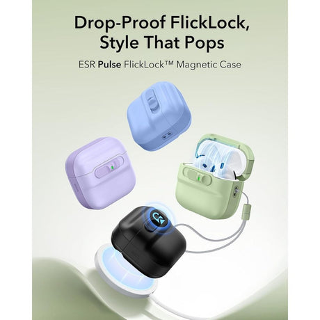 ESR AirPods 4/5 Deksel Pulse FlickLock HaloLock Grønn