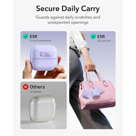 ESR AirPods 4/5 Deksel Pulse FlickLock HaloLock Lilla