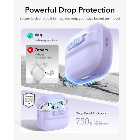 ESR AirPods 4/5 Deksel Pulse FlickLock HaloLock Lilla