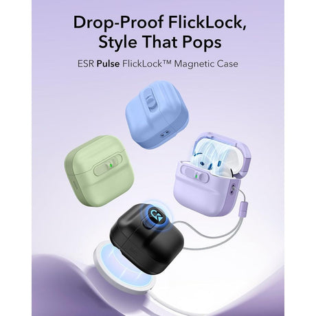 ESR AirPods 4/5 Deksel Pulse FlickLock HaloLock Lilla