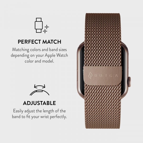 Burga Apple Watch 44/45/46mm/Ultra 49mm Armbånd Metal Mesh Rosegull