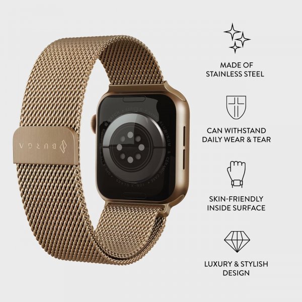 Burga Apple Watch 44/45/46mm/Ultra 49mm Armbånd Metal Mesh Gull