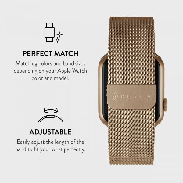 Burga Apple Watch 38/40/41/42mm Armbånd Metal Mesh Gull