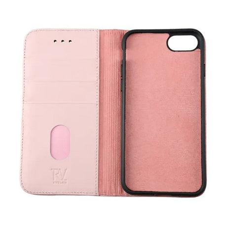 Rvelon iPhone 7/8/SE Etui Ekte skinn Kortlommer Rosa