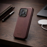 Mujjo iPhone 17 Pro Deksel Full Leather Case MagSafe Bronze Red