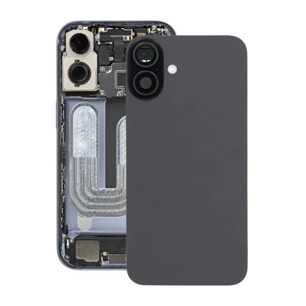 iPhone 16 Baksideglass med magnet og kameralinse - svart