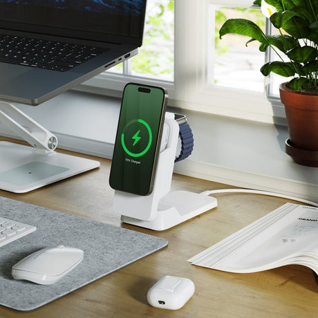 Alogic Matrix Ultimate 3-in-1 Trådløs lader med Powerbank MagSafe Hvit