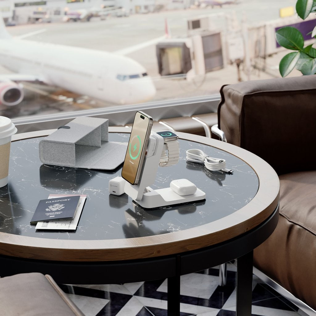 Alogic Matrix Ultimate 3-in-1 Trådløs lader med Powerbank MagSafe Hvit