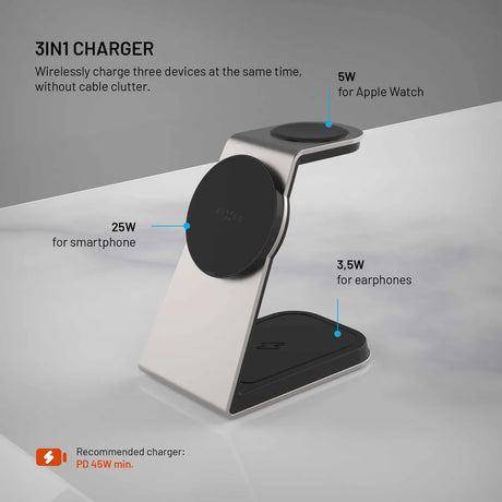 Fixed Trådløs lader för Apple MagPowerstation Alu 25W Qi 2.2