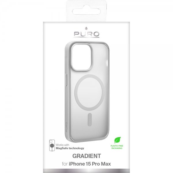 Puro iPhone 15 Pro Max Deksel Gradient MagSafe Sølv