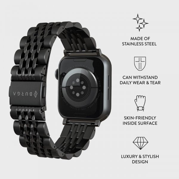 Burga Apple Watch 38/40/41/42mm Armbånd Metal Svart