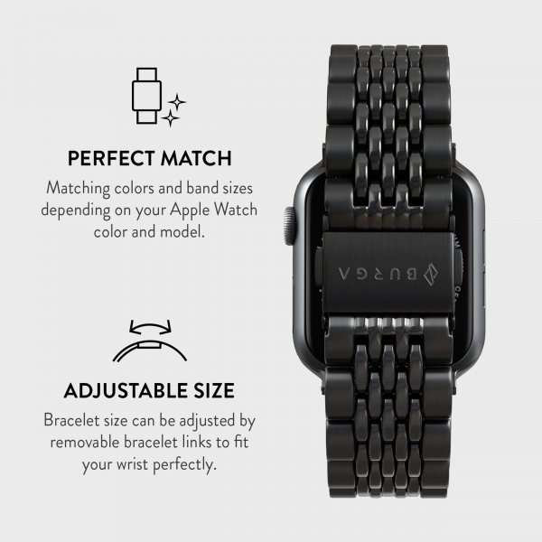Burga Apple Watch 44/45/46mm/Ultra 49mm Armbånd Metal Svart