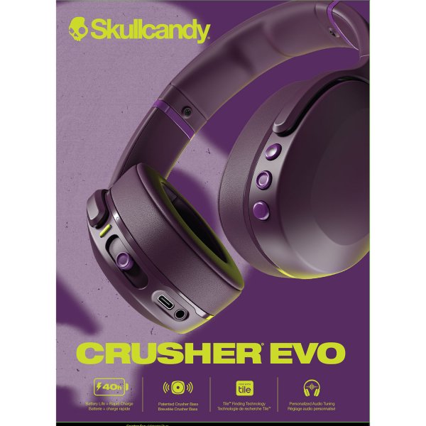 Skullcandy Trådløse Hodetelefoner Crusher Evo Over-Ear Midnight Plum