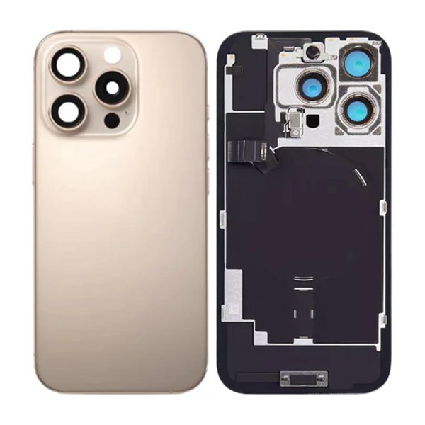 iPhone 16 Pro Max Bakside Glass med smådeler - Sandfarget Titan