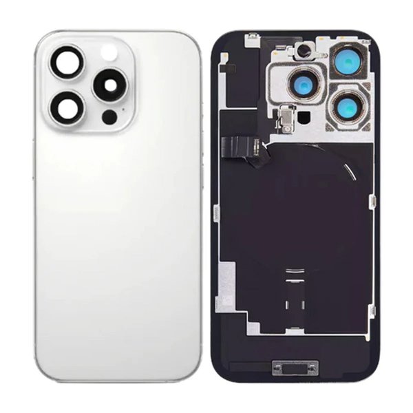 iPhone 16 Pro Max Bakside Glass med smådeler - Hvit Titan