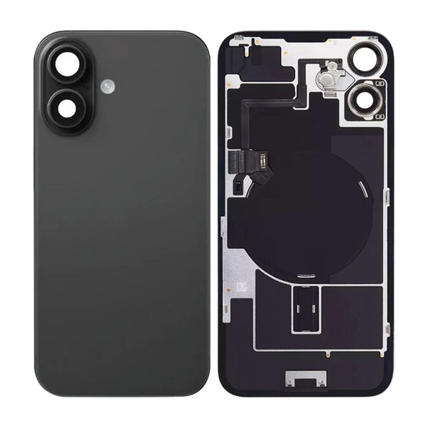 iPhone 16 Plus Bakglass med smådeler - Svart