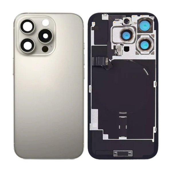 iPhone 16 Pro Max baksideglass med smådeler - naturlig titan