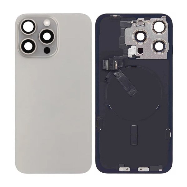 iPhone 15 Pro Max Bakside Glass Komplett OEM - Naturlig Titan