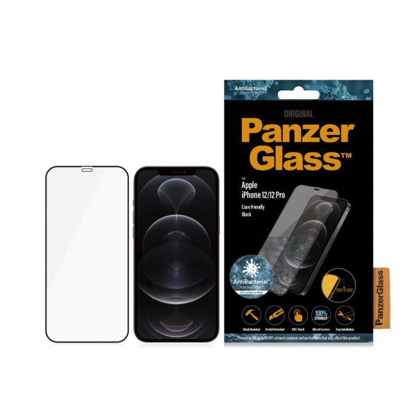 PanzerGlass iPhone 12/iPhone 12 Pro Skjermbeskytter Edge-to-Edge Case friendly