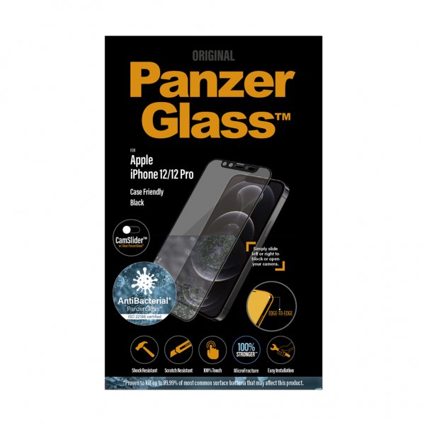 PanzerGlass iPhone 12/iPhone 12 Pro Skjermbeskytter Edge-to-Edge Camslider