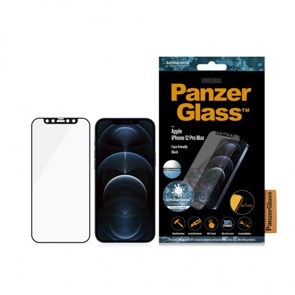PanzerGlass iPhone 12 Pro Max Skjermbeskytter Edge-to-Edge Blendfritt