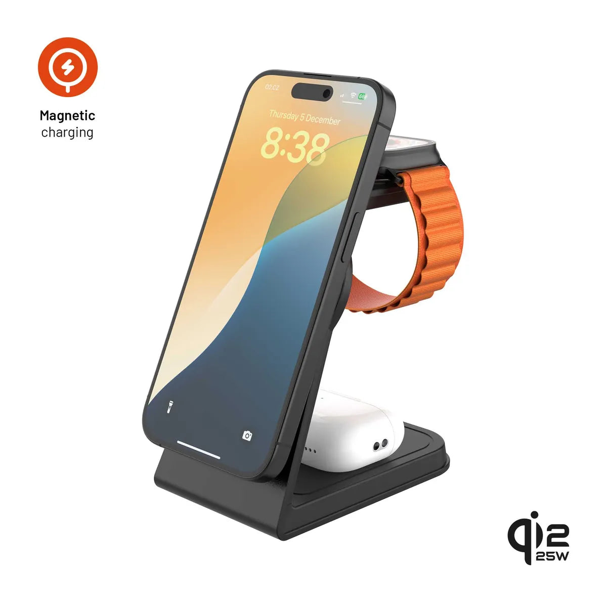 Fixed Trådløs lader MagPowerstation Alu Qi2.2 25W