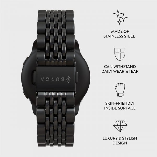 Burga Samsung Galaxy Watch 20mm Armbånd Metal Svart
