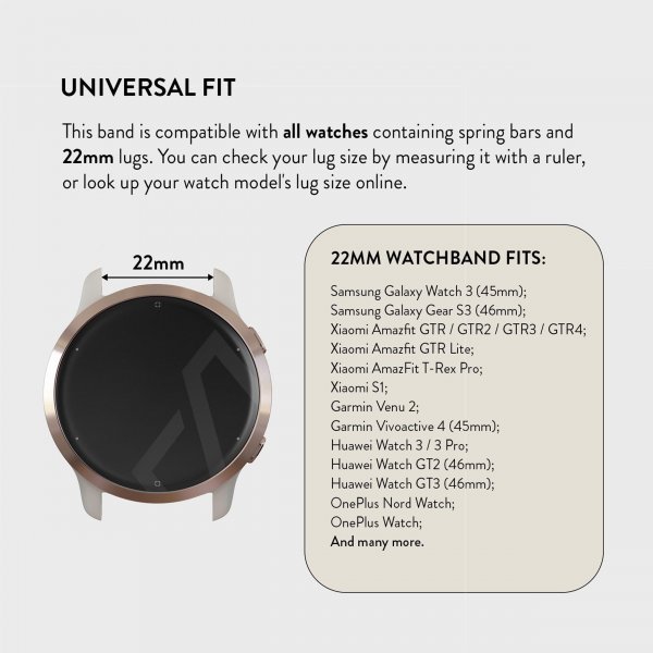 Burga Samsung Galaxy Watch 22mm Armbånd Metal Rosegull