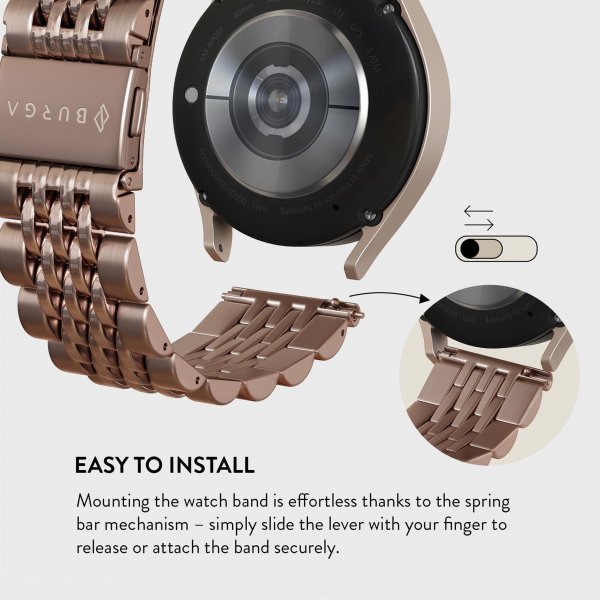 Burga Samsung Galaxy Watch 20mm Armbånd Metal Rosegull