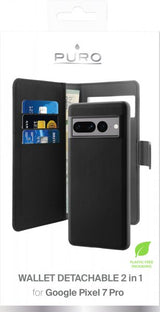 Puro Google Pixel 7 Pro Etui Wallet Detachable 2 in 1 Svart