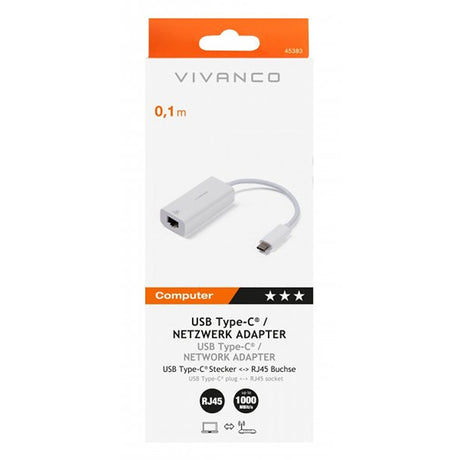 Vivanco Adapter USB Type-C Network Adapter RJ45 Hvit