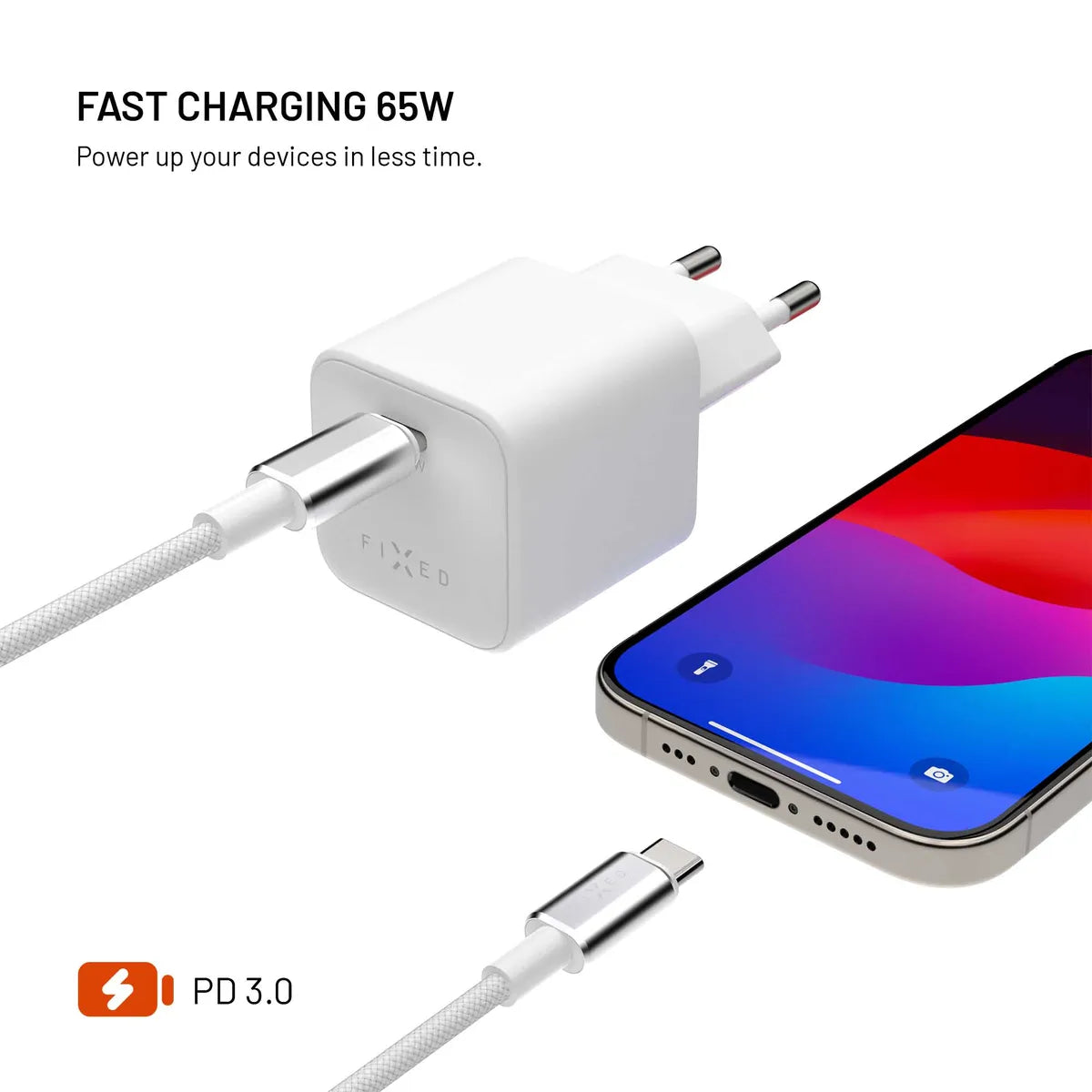 Fixed Lader med USB-C-kabel Mini PD 65W GaN