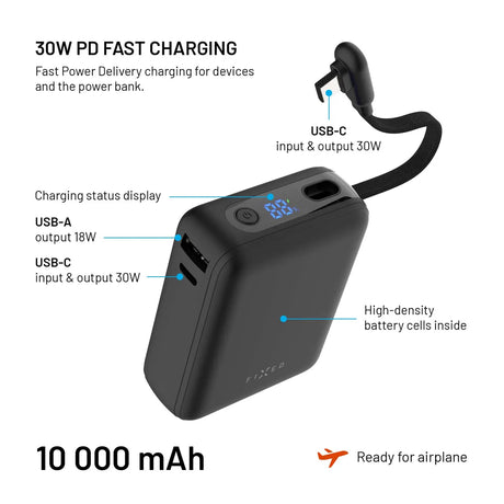 Fixed Zen 10 Loop Powerbank med innebygd USB-C kabel 30W