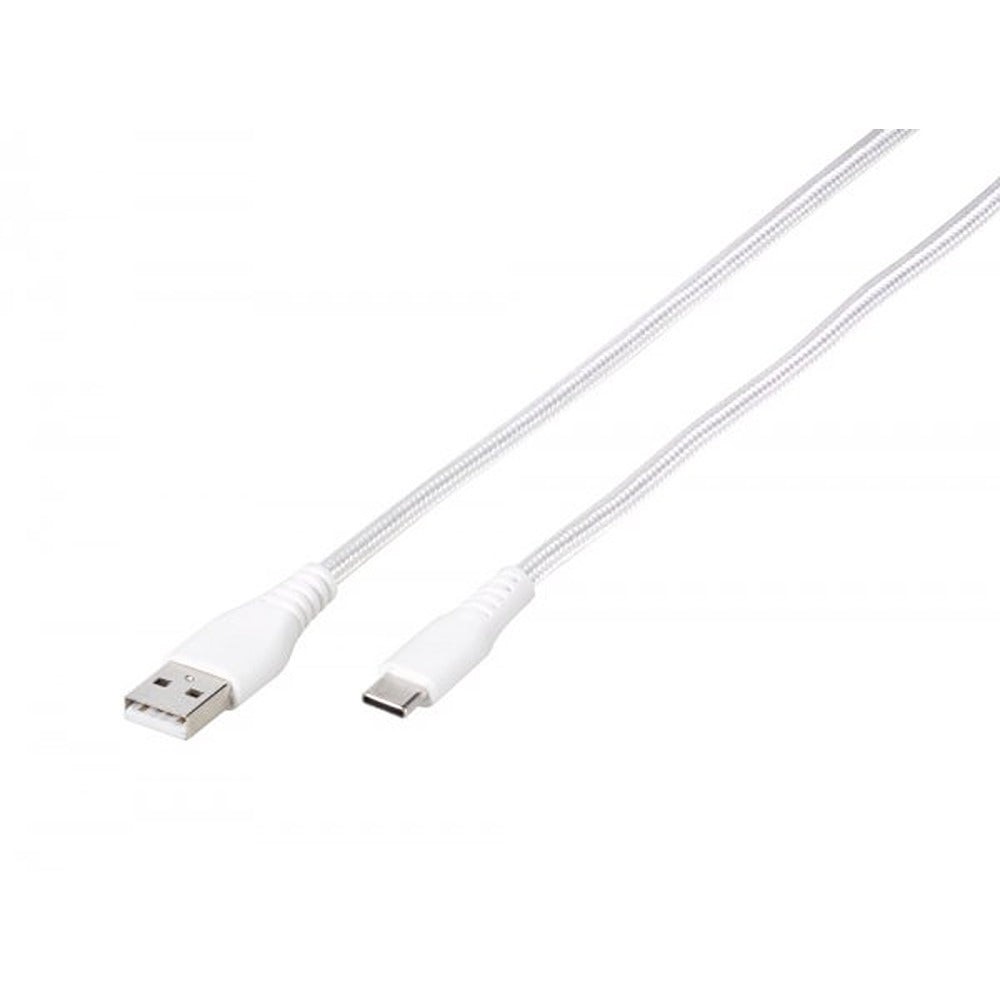 Vivanco Kabel Longlife Braided USB-A/USB-C 2.5m Hvit